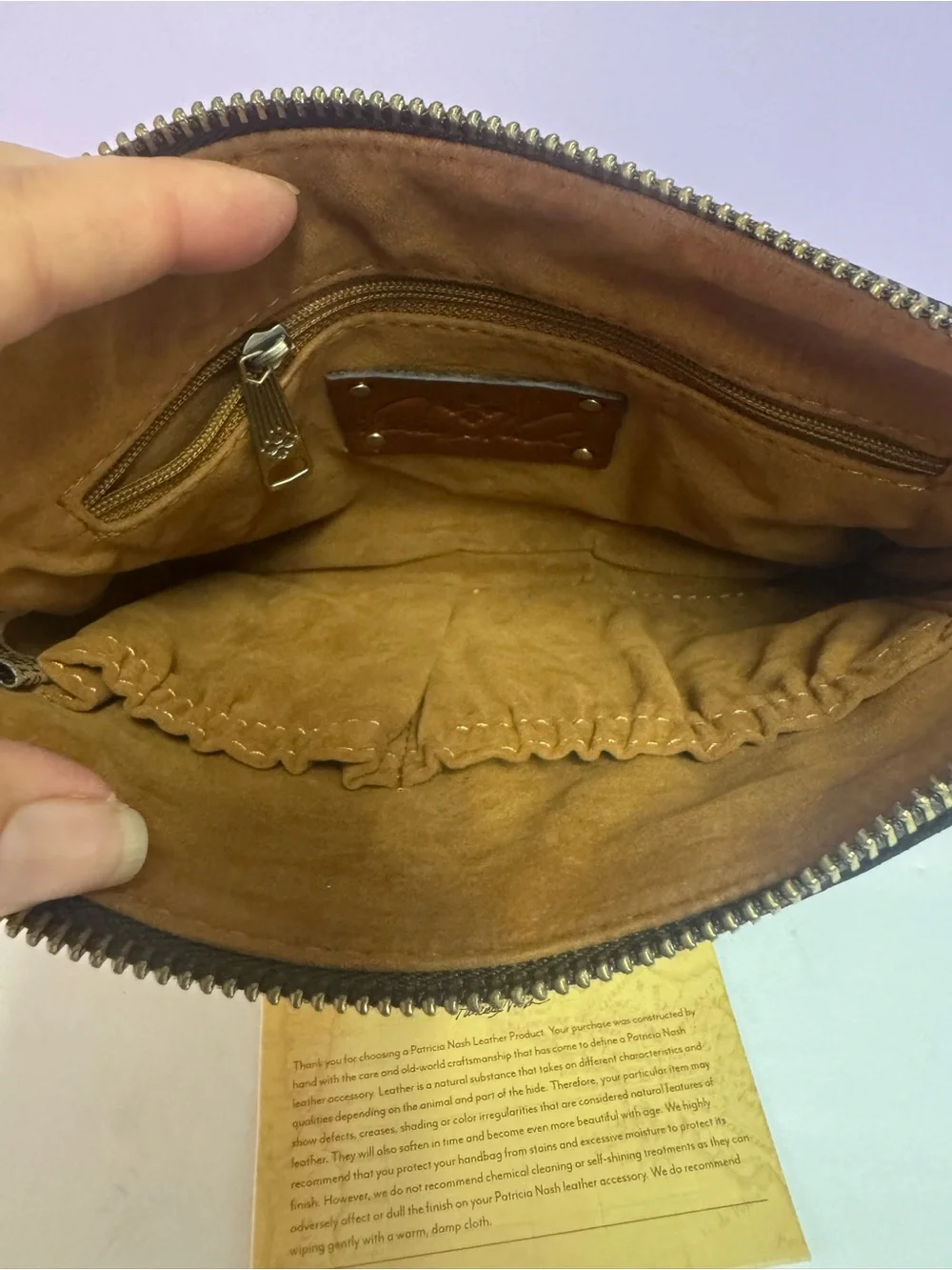Patricia Nash Crackled Metallic Leather Zip Pouch Clutch